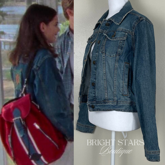 Rare Embroidered Denim Jacket ASO Joey Potter Dawsons Creek Vintage Casual - Picture 2 of 11